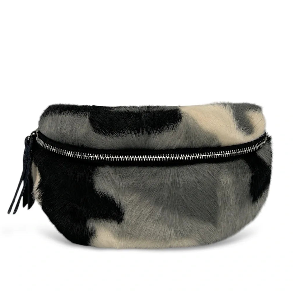 Sac banane en cuir et fausse fourrure LOU KITTY Camouflage gris