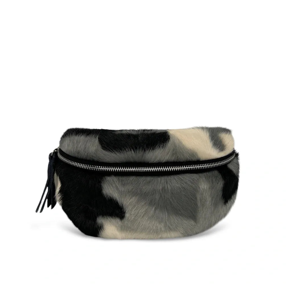 Sac banane en cuir et fausse fourrure LOU KITTY Camouflage gris