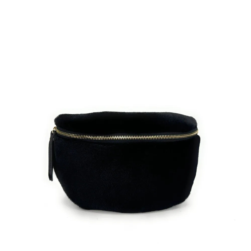 Sac banane en cuir et fausse fourrure LOU KITTY Noir