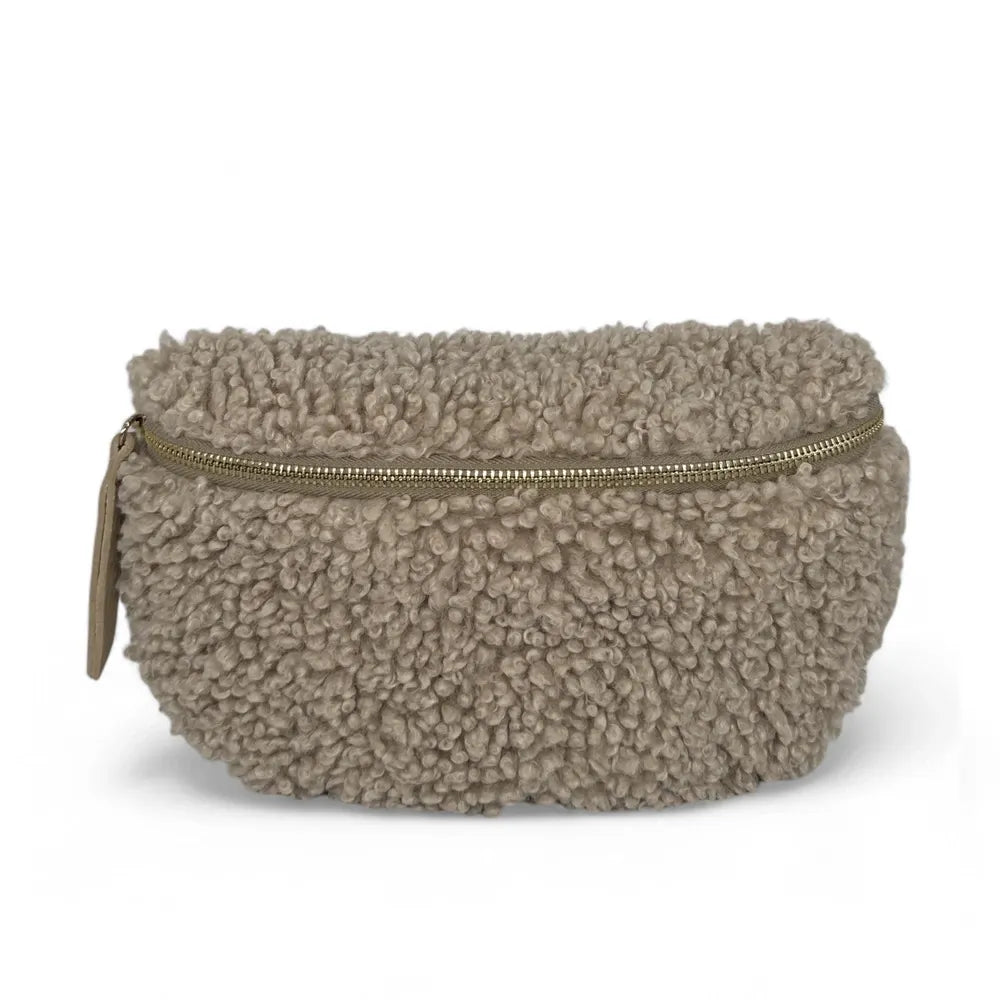 Sac banane en cuir et peluche LOU PILOU Taupe