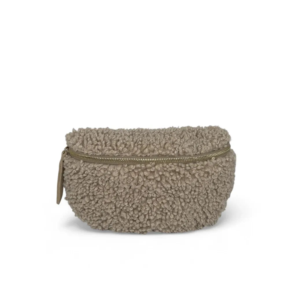 Sac banane en cuir et peluche LOU PILOU Taupe