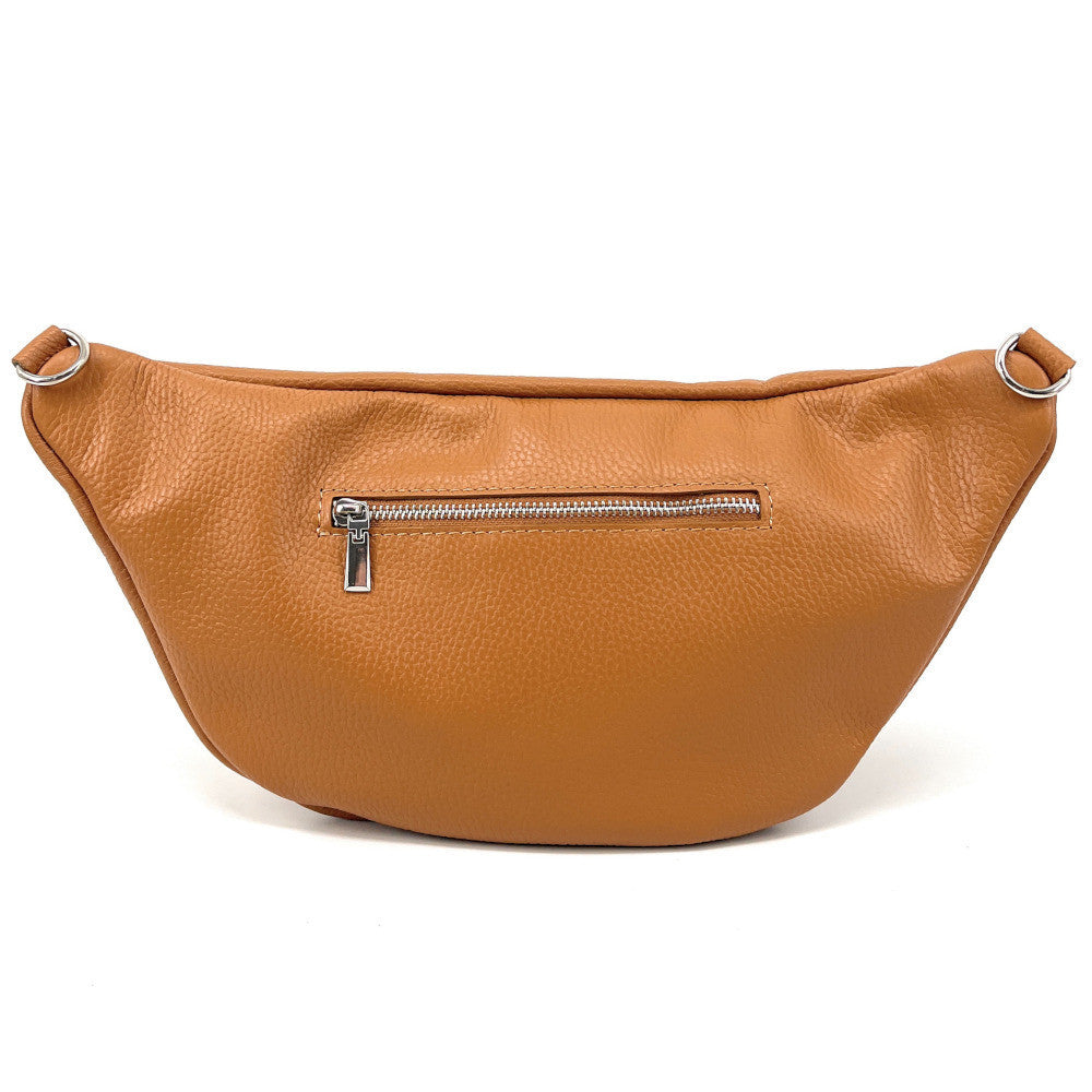 Sac banane en cuir grainé LILOU M Camel