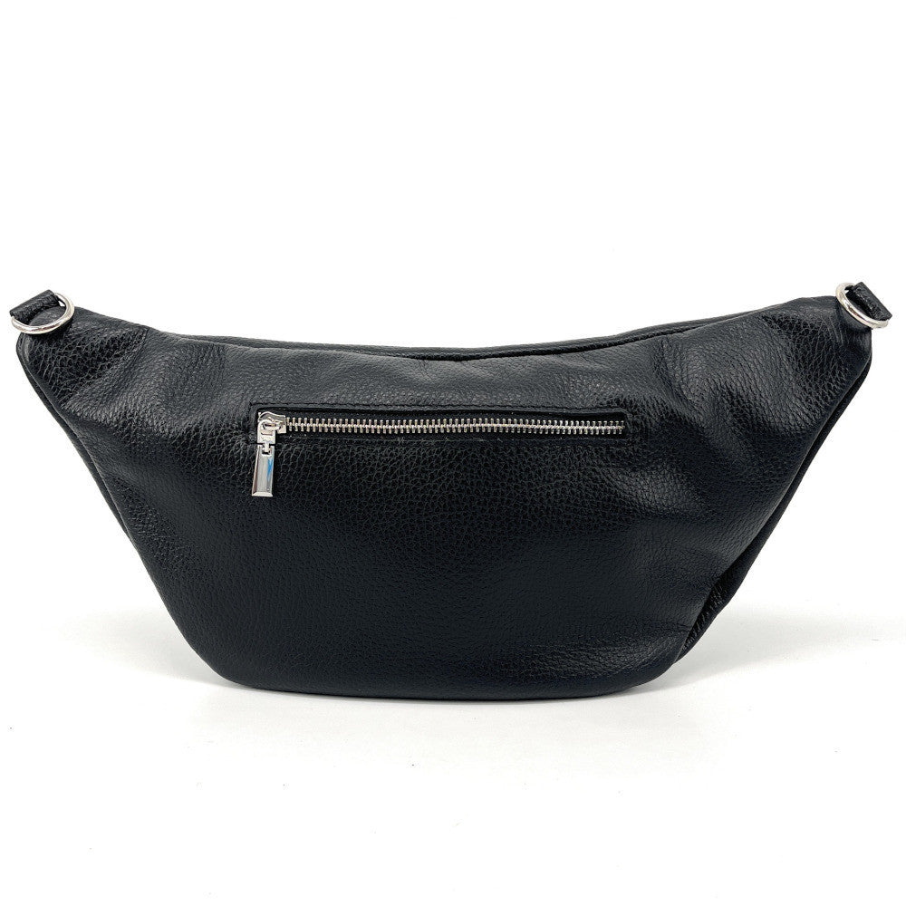 Sac banane en cuir grainé LILOU M Noir
