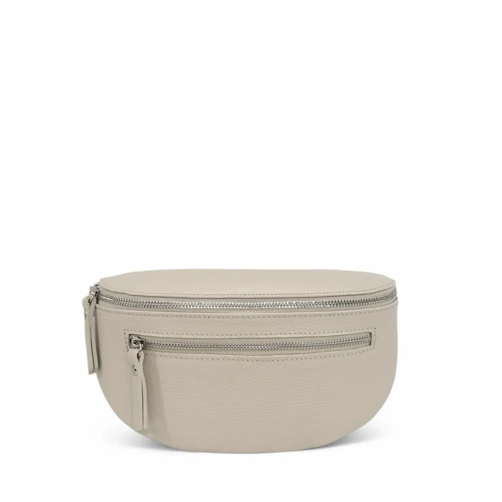 Sac banane en cuir grainé LOU-ANN Taupe clair