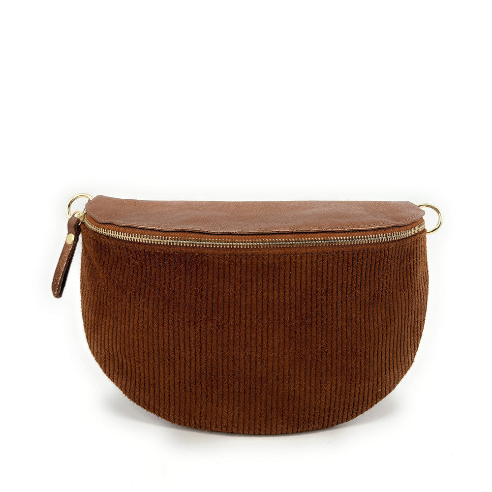 Sac banane en cuir irisé et croûte de cuir LOUNA VELOURS Bronze