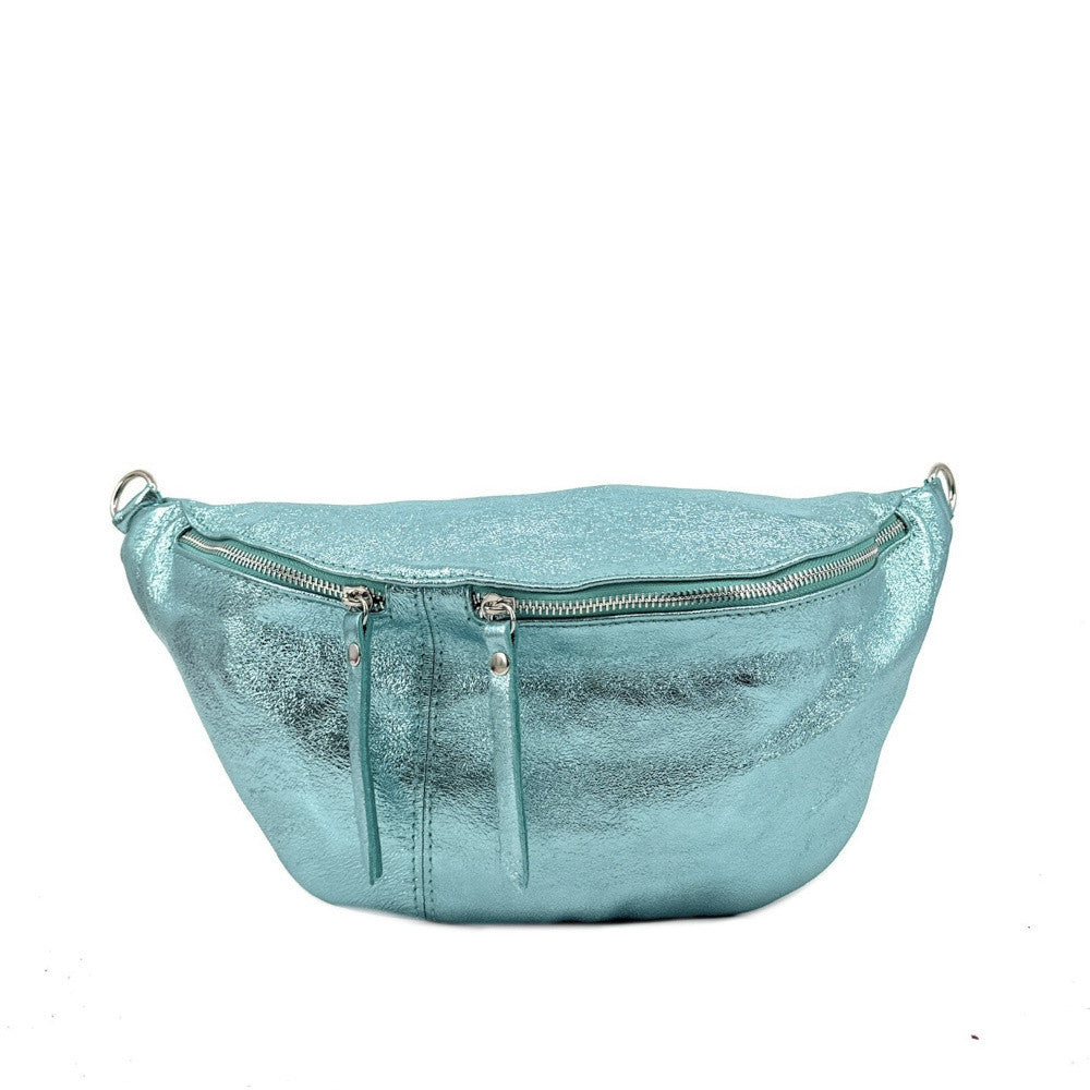 Sac banane en cuir irisé LILOU GLOW Lagon