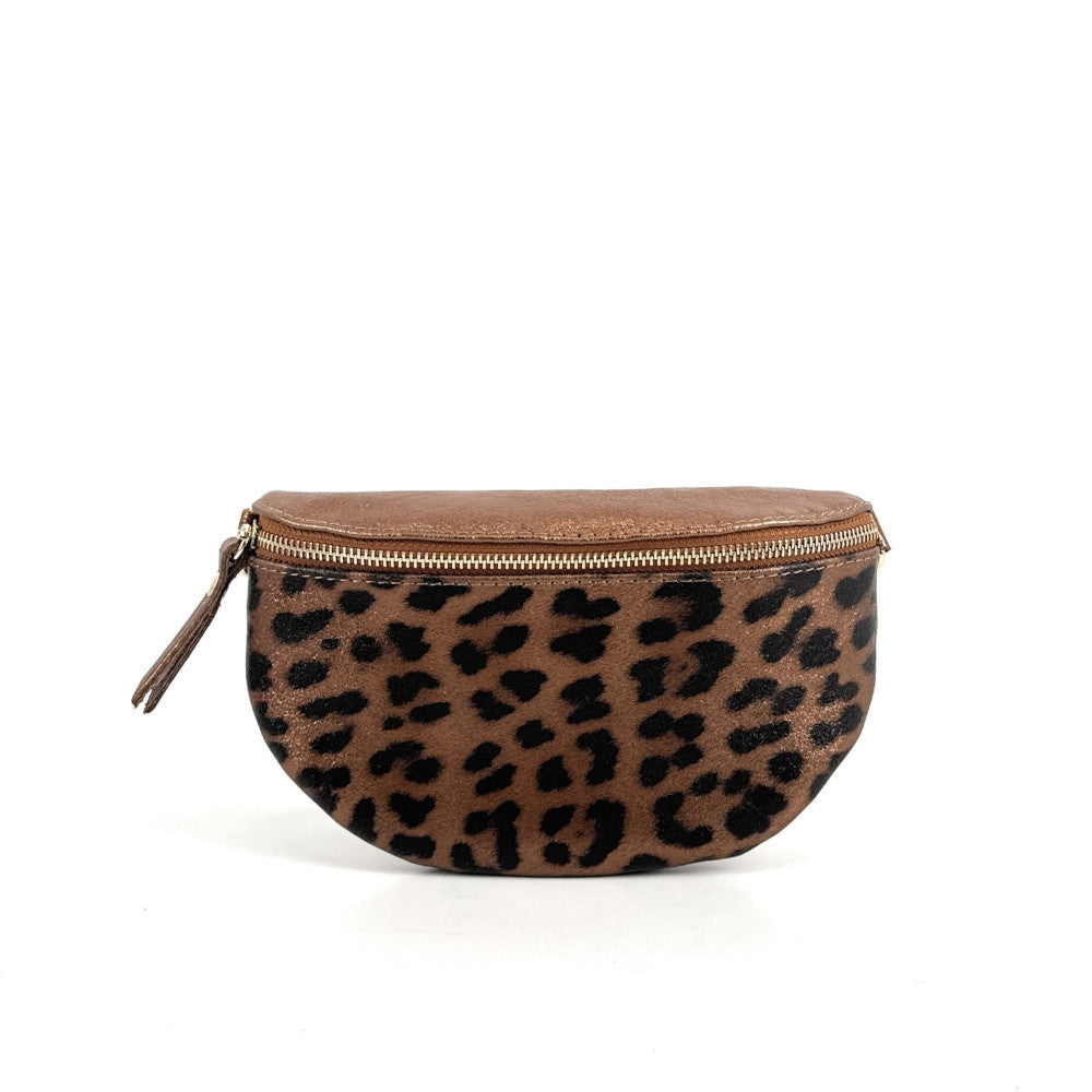 Sac banane en cuir irisé LOU-DO JUNGLE Léopard bronze