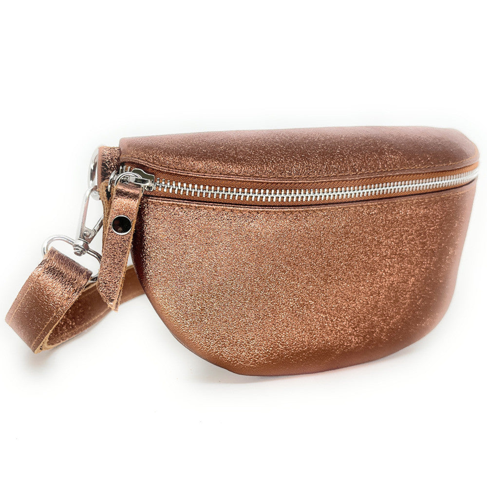 Sac banane en cuir irisé LOU Bronze