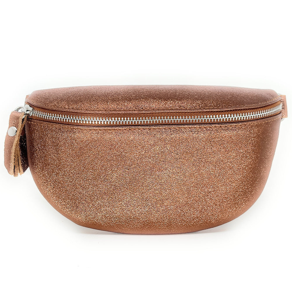 Sac banane en cuir irisé LOU Bronze