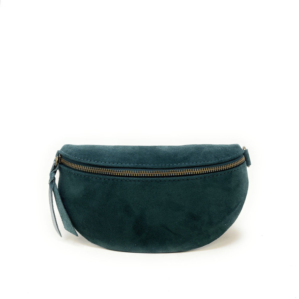 Sac banane en croûte de cuir LOU SUE Vert forêt