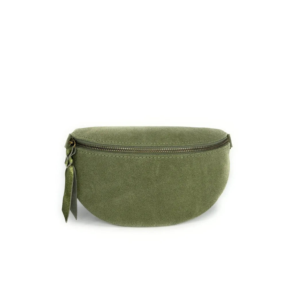 Sac banane en croûte de cuir LOU SUE Vert pastel