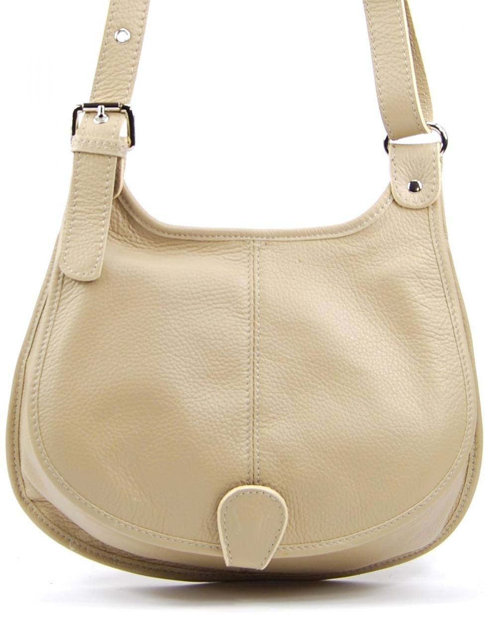 Sac besace en cuir grainé LITTLE PETRA Taupe clair