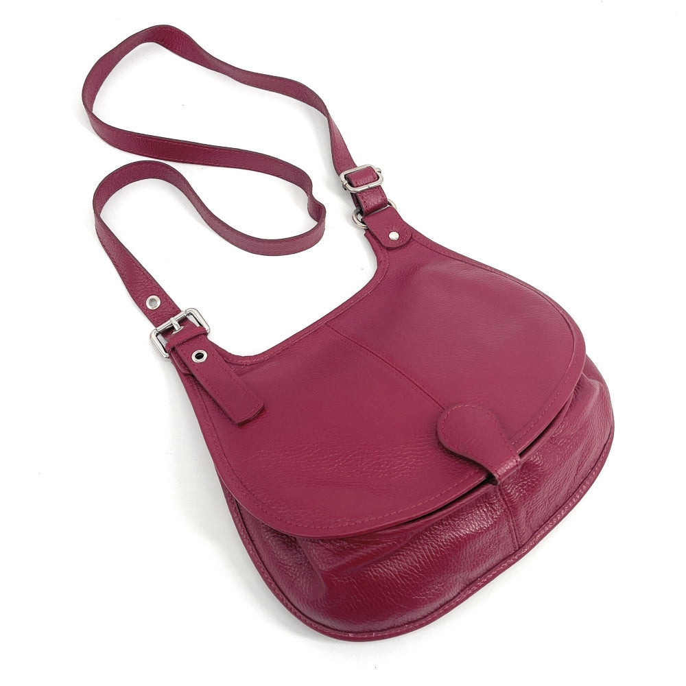 Sac besace en cuir grainé LITTLE PETRA Rouge foncé