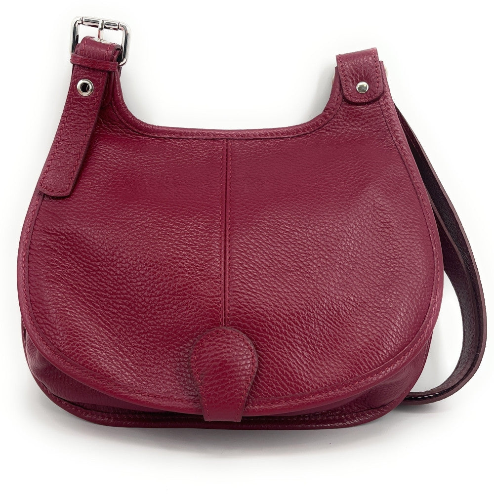 Sac besace en cuir grainé LITTLE PETRA Rouge foncé