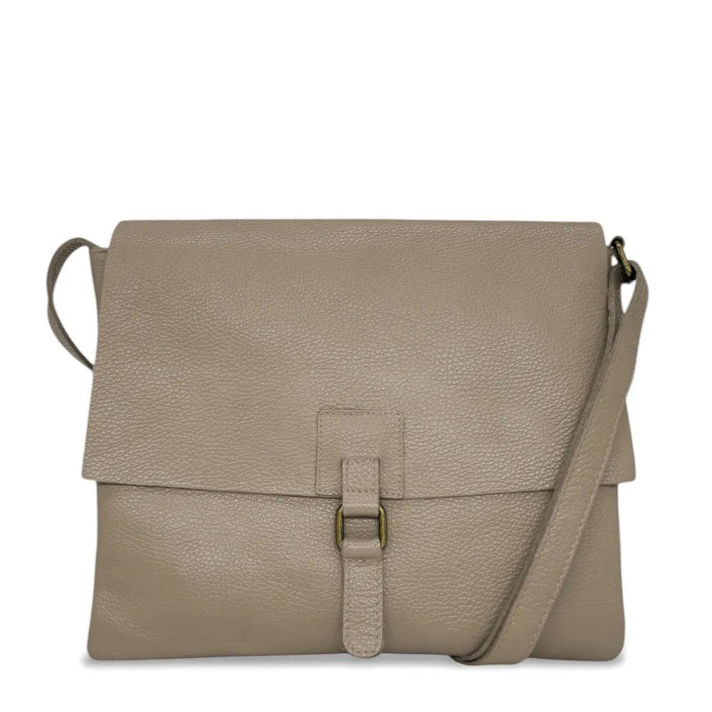 Sac bandoulière en cuir grainé COQUETTE Taupe foncé