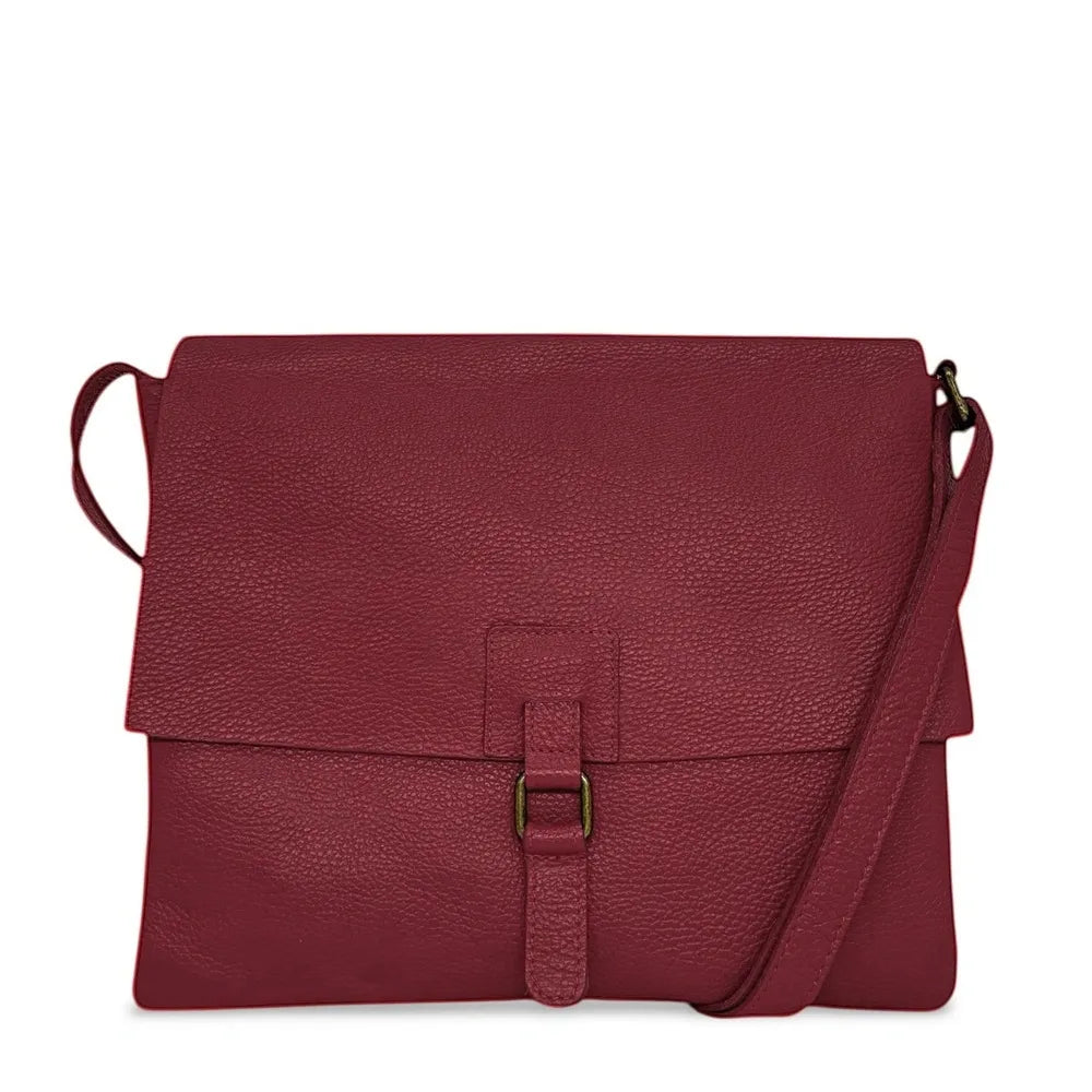 Sac bandoulière en cuir grainé COQUETTE Rouge bordeaux