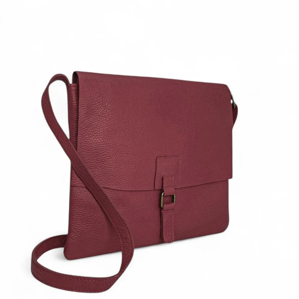 Sac bandoulière en cuir grainé COQUETTE Rouge bordeaux