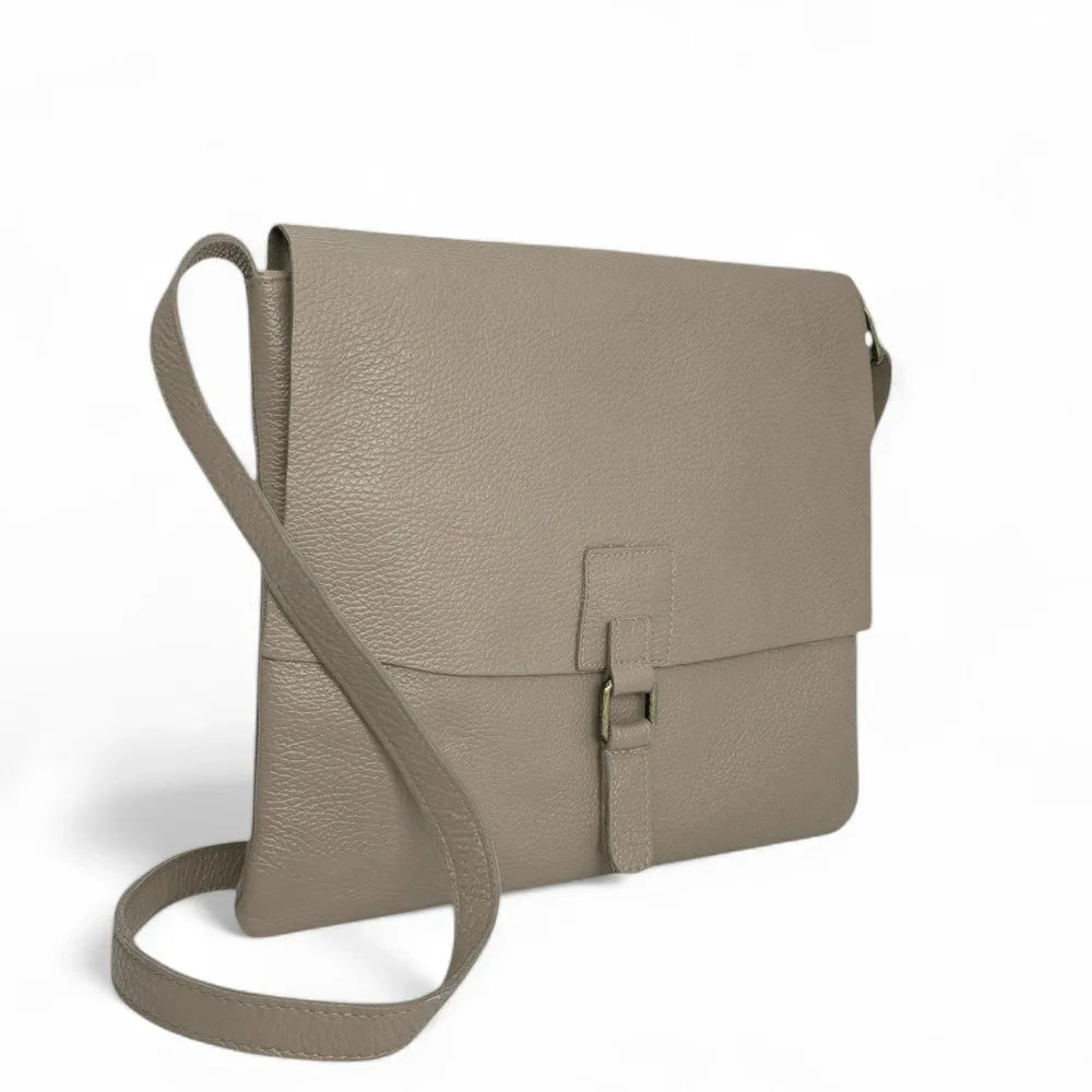 Sac bandoulière en cuir grainé COQUETTE Taupe foncé