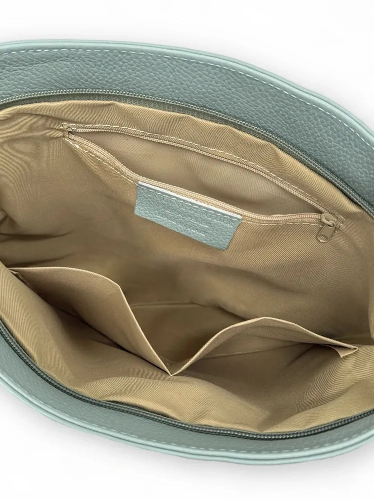 Sac bandoulière en cuir grainé COQUETTE Vert pastel