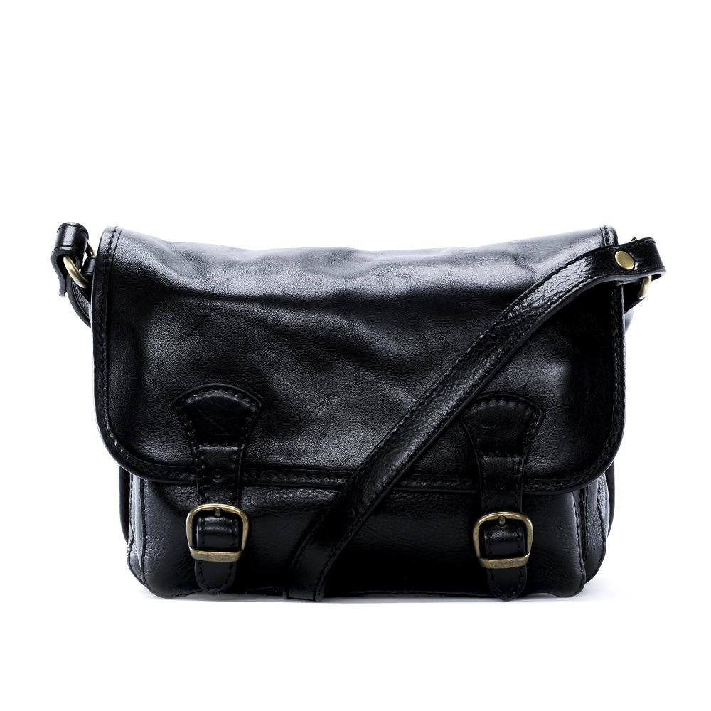 Sac bandoulière en cuir lisse NAGAÏ Noir