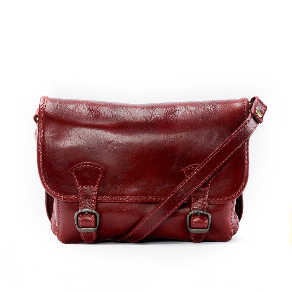 Sac bandoulière en cuir lisse NAGAÏ Rouge foncé