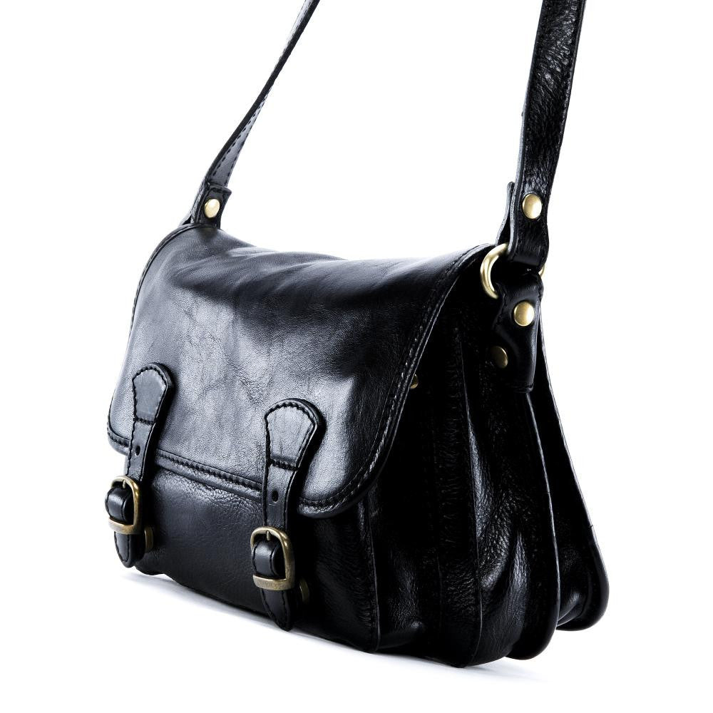 Sac bandoulière en cuir lisse NAGAÏ Noir