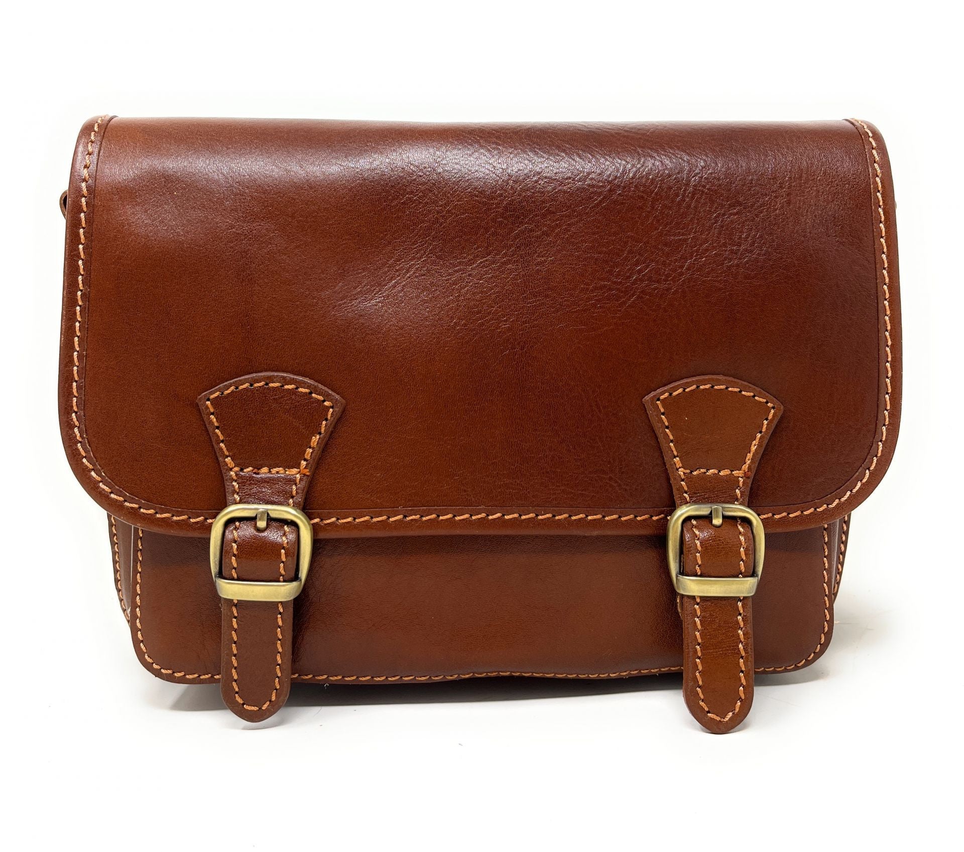 Sac bandoulière en cuir lisse NAGAÏ Châtaigne