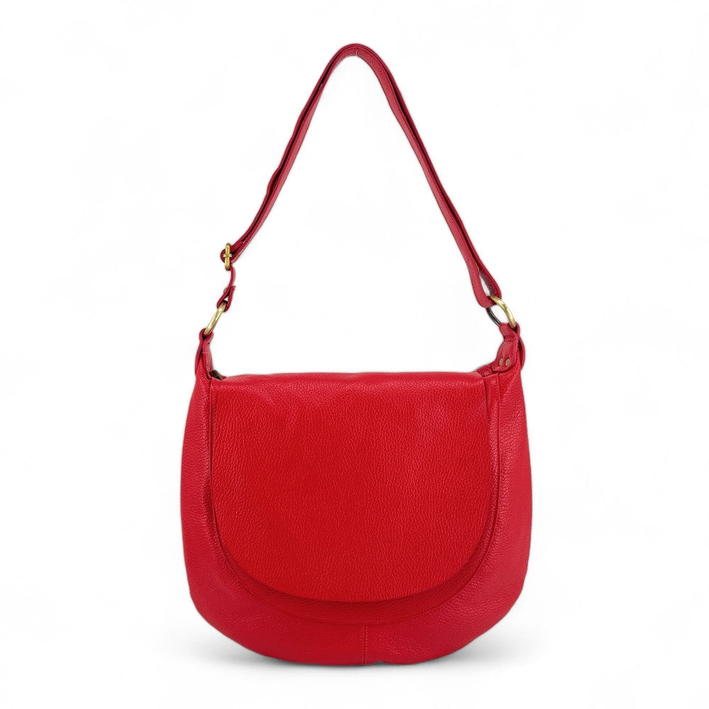Sac besace à bandoulière en cuir grainé BIG CITIZEN Rouge garance