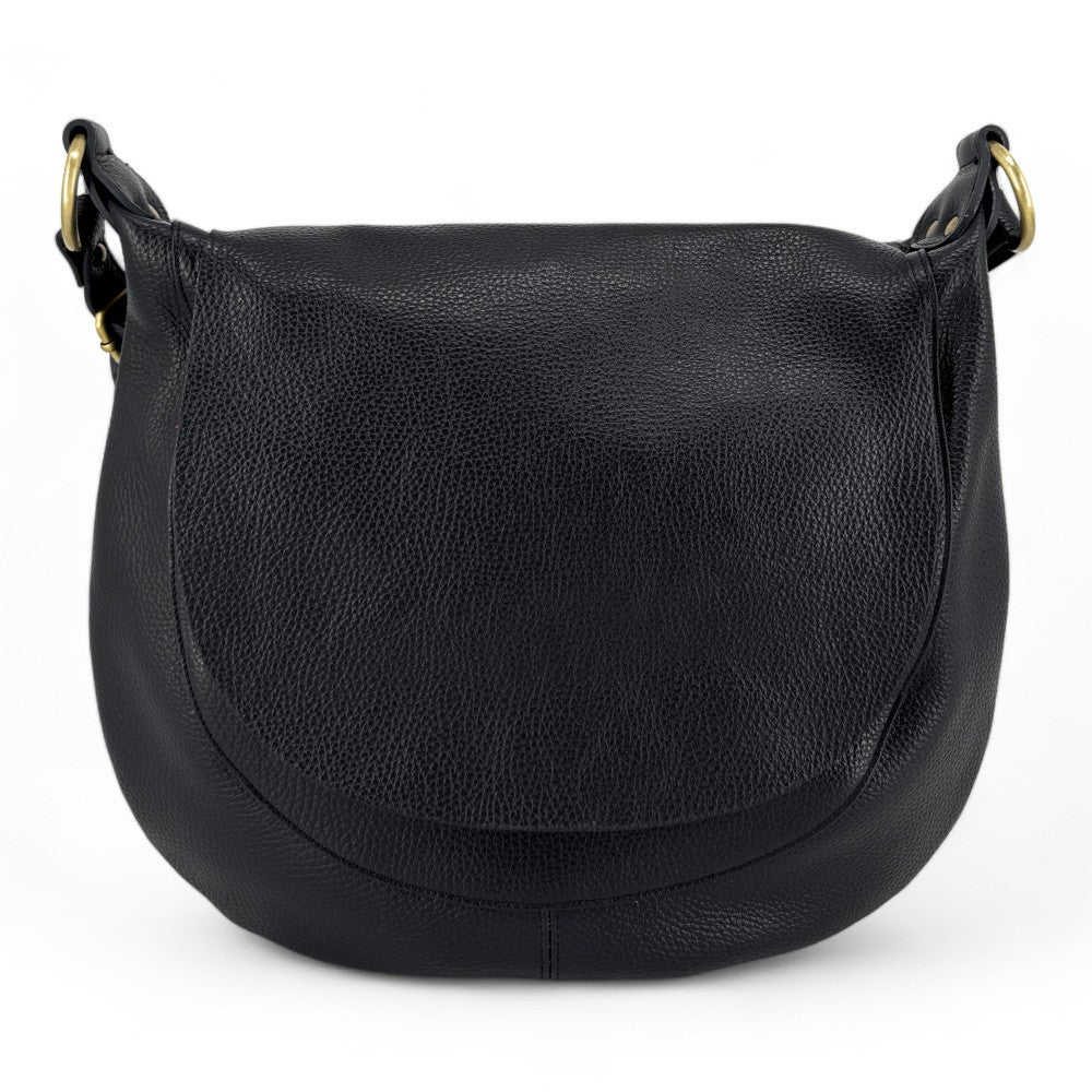 Sac besace à bandoulière en cuir grainé BIG CITIZEN Noir