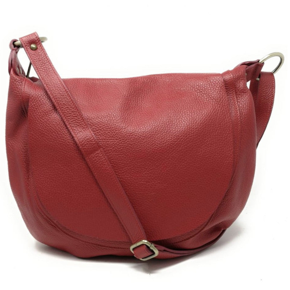 Sac besace à bandoulière en cuir grainé BIG CITIZEN Rouge foncé