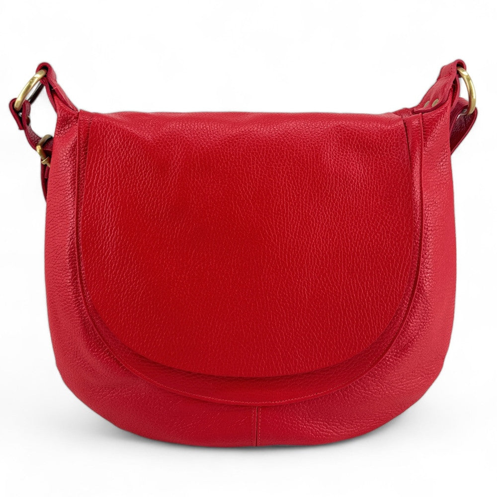Sac besace à bandoulière en cuir grainé BIG CITIZEN Rouge garance