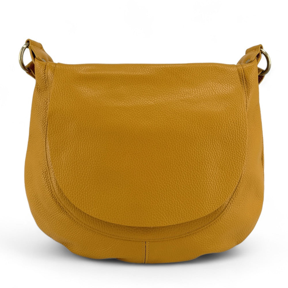 Sac besace à bandoulière en cuir grainé BIG CITIZEN Jaune tournesol