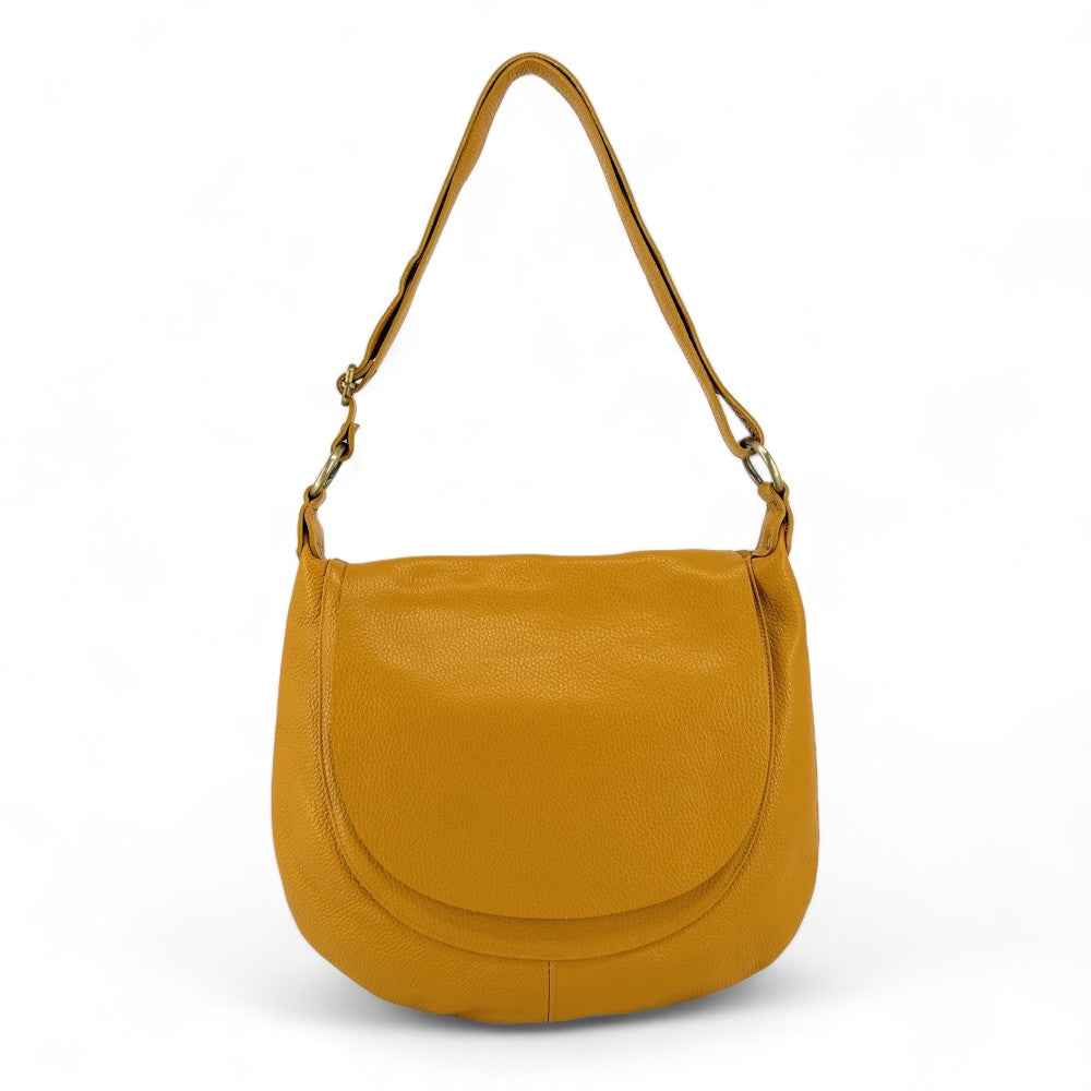 Sac besace à bandoulière en cuir grainé BIG CITIZEN Jaune tournesol