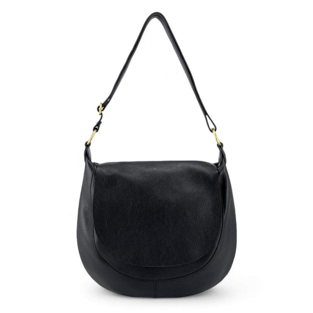 Sac besace à bandoulière en cuir grainé BIG CITIZEN Noir