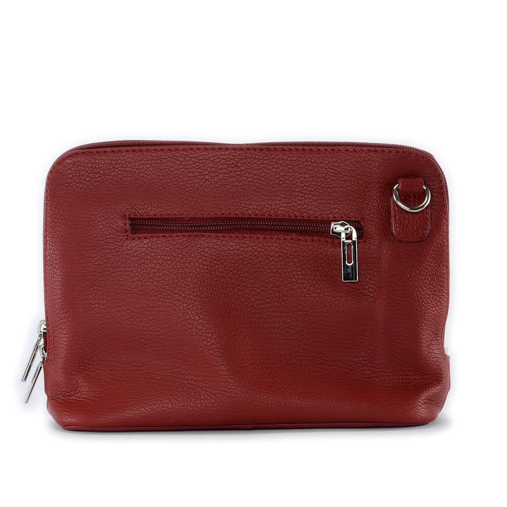 Mini sac à bandoulière en cuir grainé italien MIA Rouge foncé