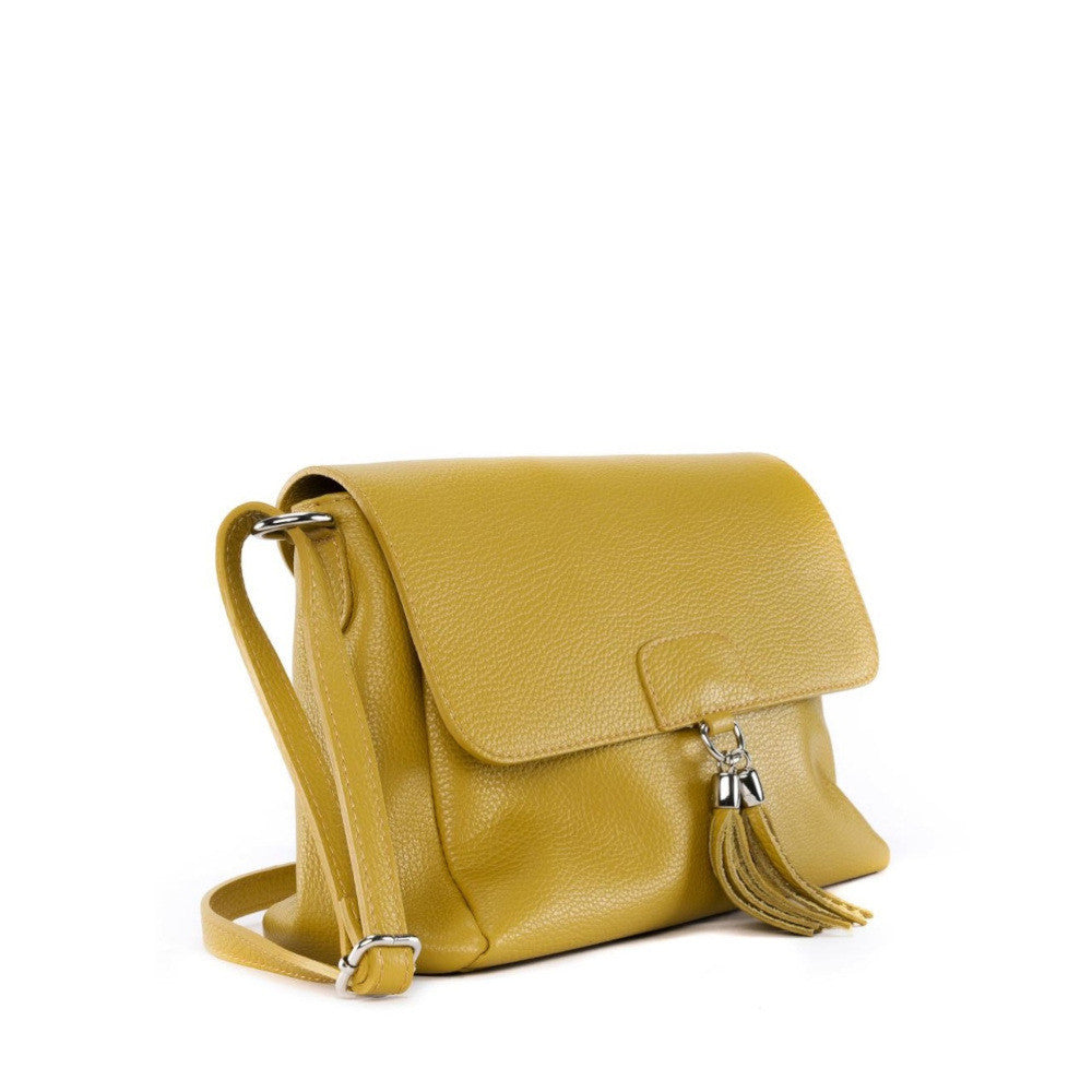 Sac bandoulière en cuir grainé SAIGON Jaune tournesol