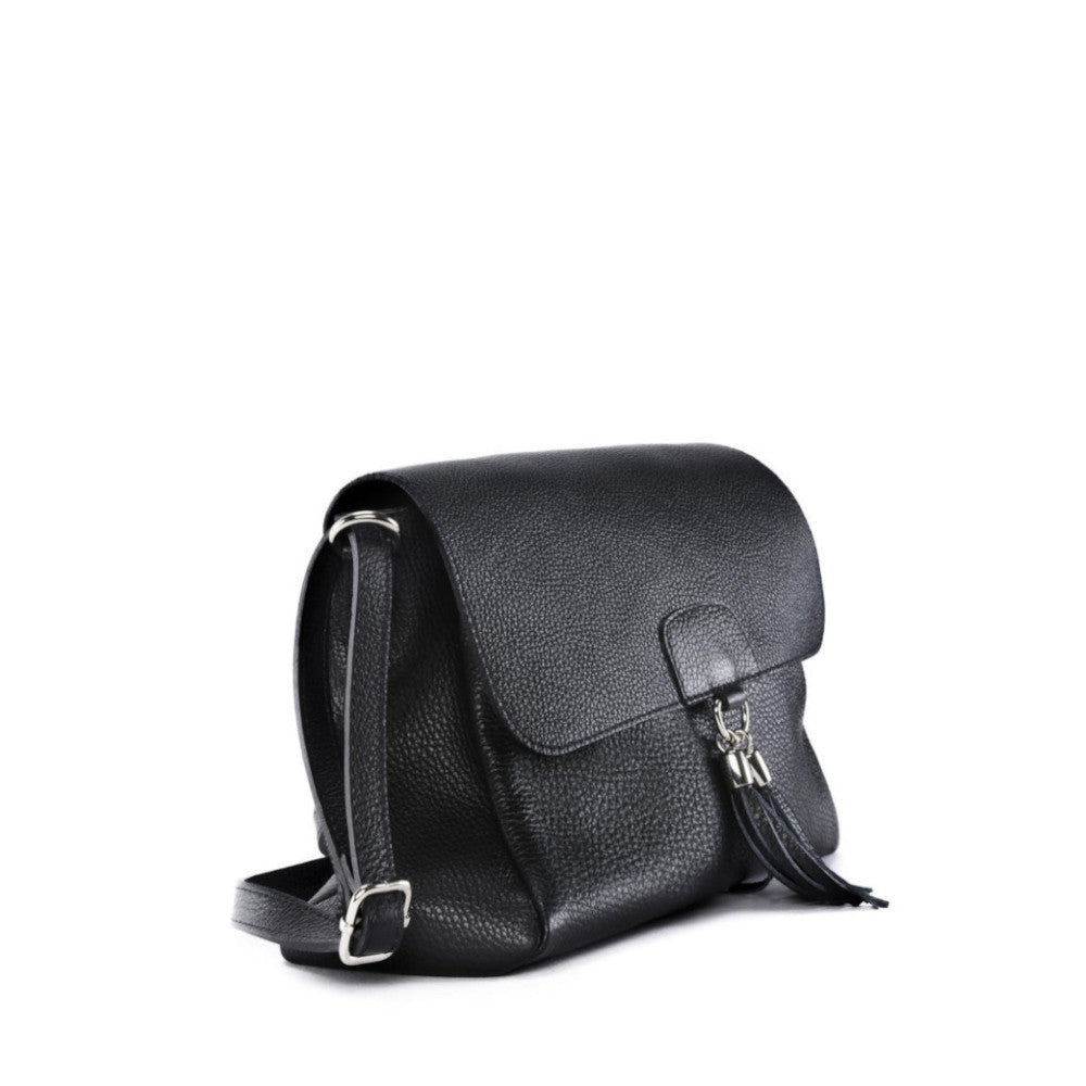 Sac bandoulière en cuir grainé SAIGON Noir