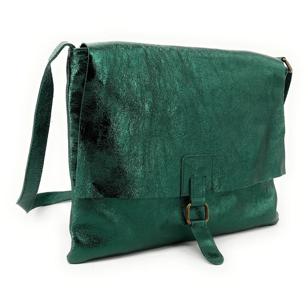 Sac bandoulière en cuir irisé COQUETTE GLOW Vert forêt irisé