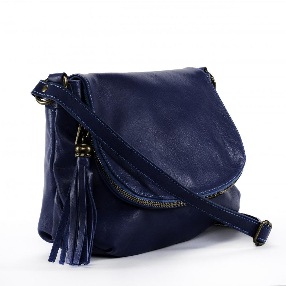 Sac bandoulière en cuir lisse 72 HEURES Bleu