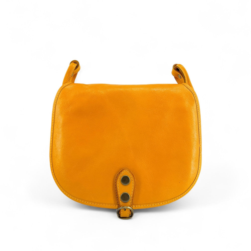 Sac bandoulière en cuir lisse VERLAINE Jaune tournesol