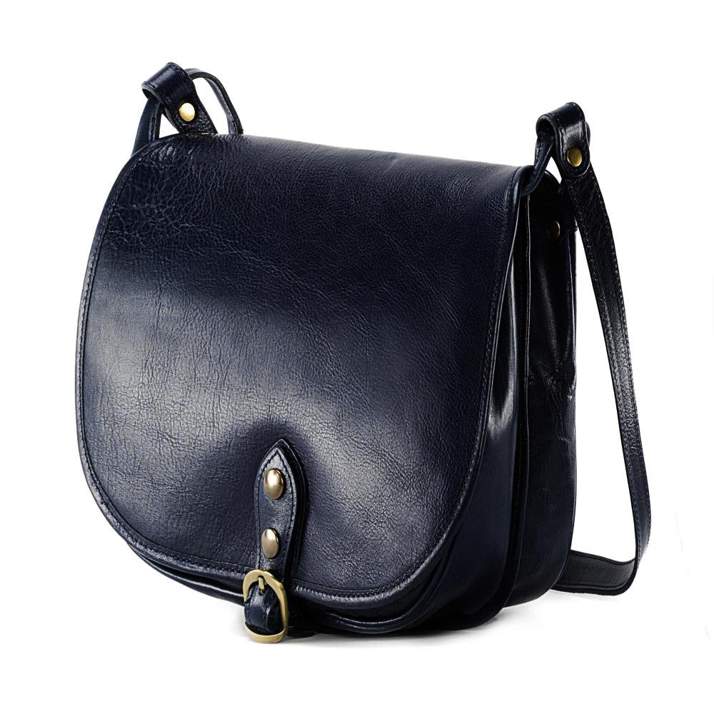 Sac bandoulière en cuir lisse VERLAINE Bleu marine