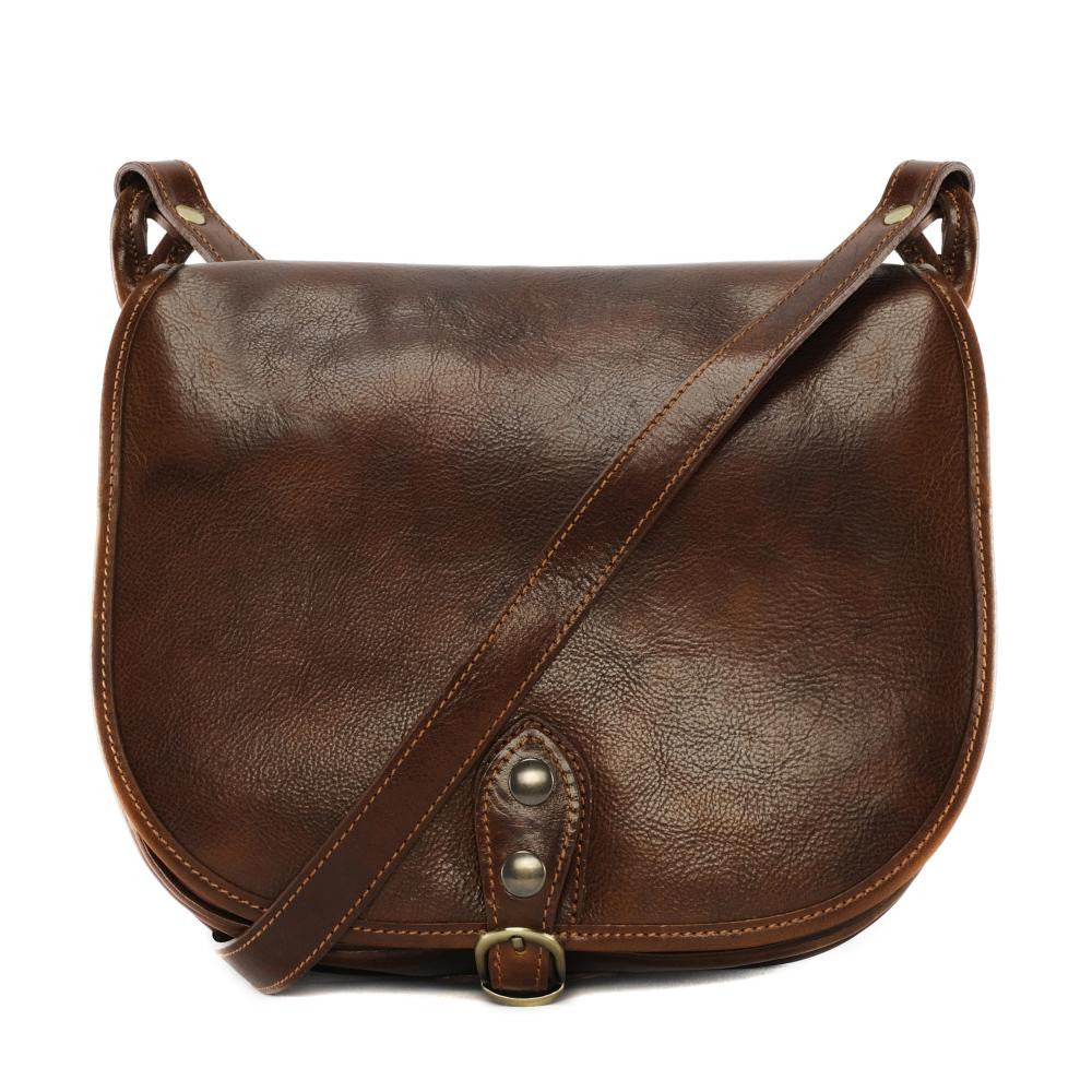 Sac bandoulière en cuir lisse VERLAINE Châtaigne