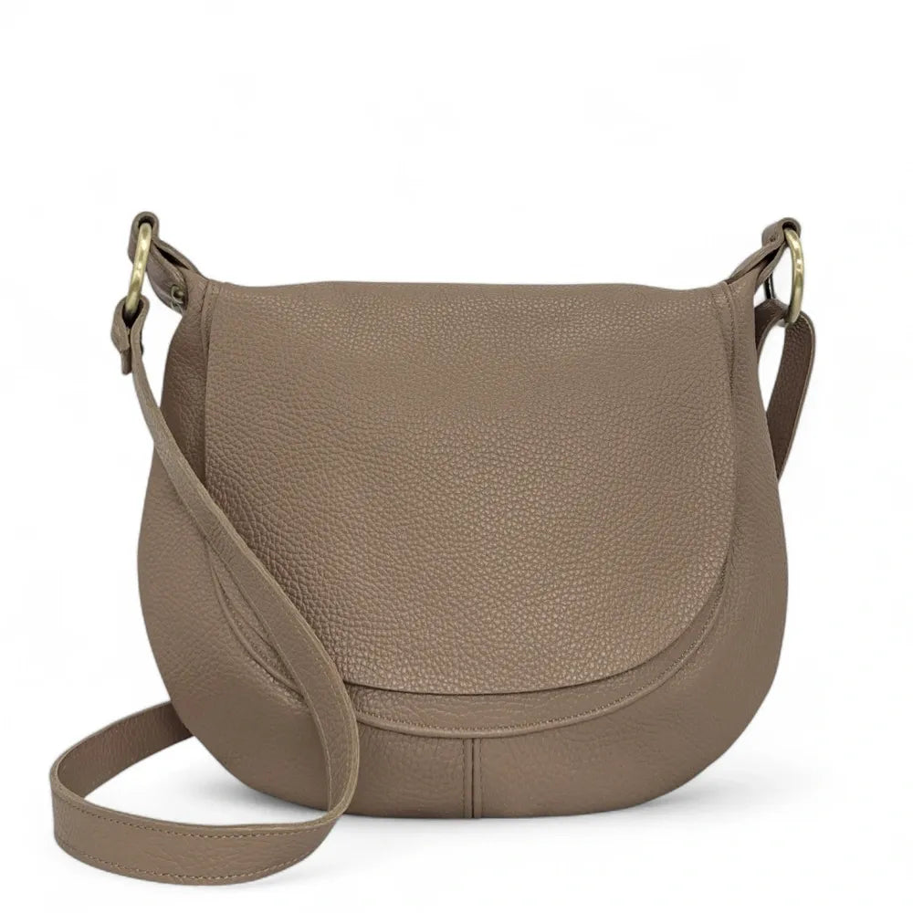 Sac bandoulière en cuir italien LITTLE CITIZEN Taupe foncé
