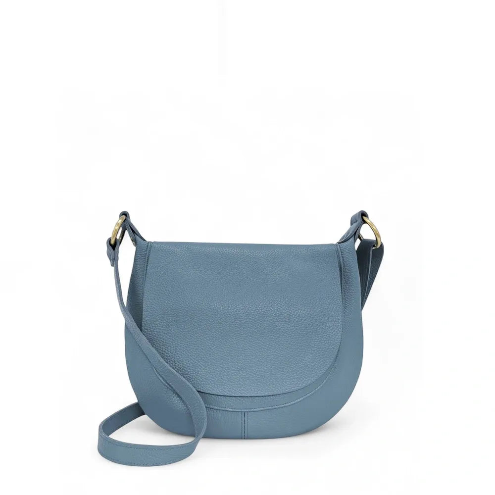 Sac bandoulière en cuir italien LITTLE CITIZEN Bleu glacier