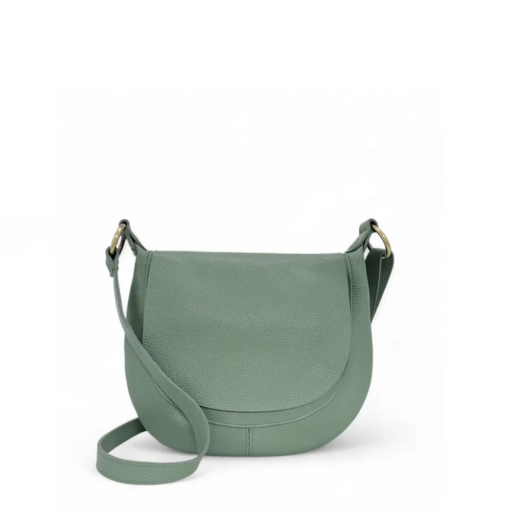 Sac bandoulière en cuir italien LITTLE CITIZEN Vert pastel