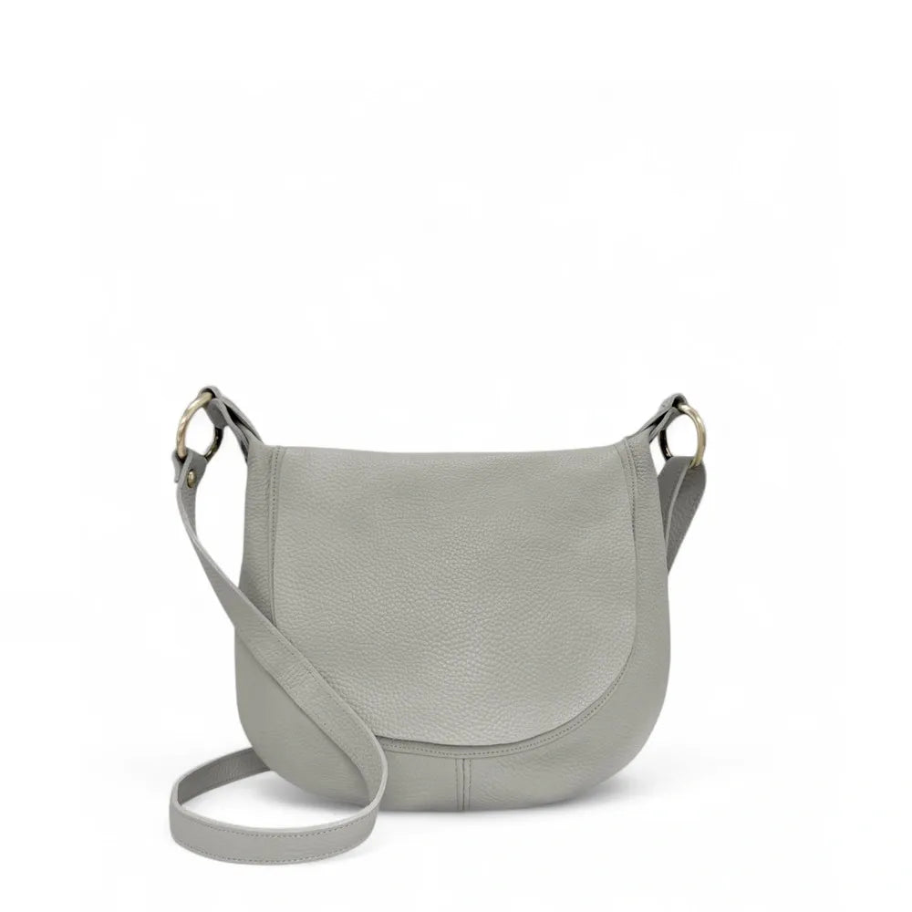 Sac bandoulière en cuir italien LITTLE CITIZEN Gris clair