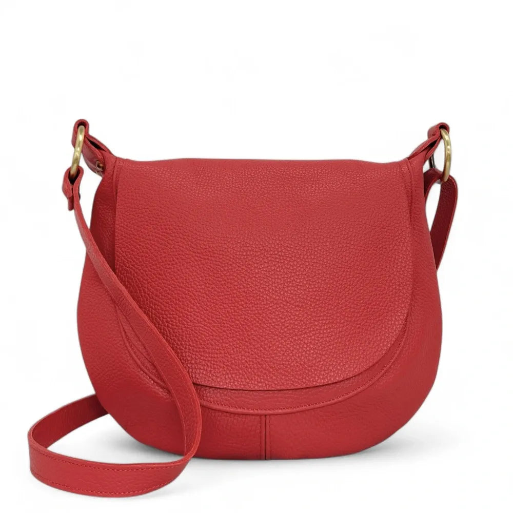 Sac bandoulière en cuir italien LITTLE CITIZEN Rouge garance
