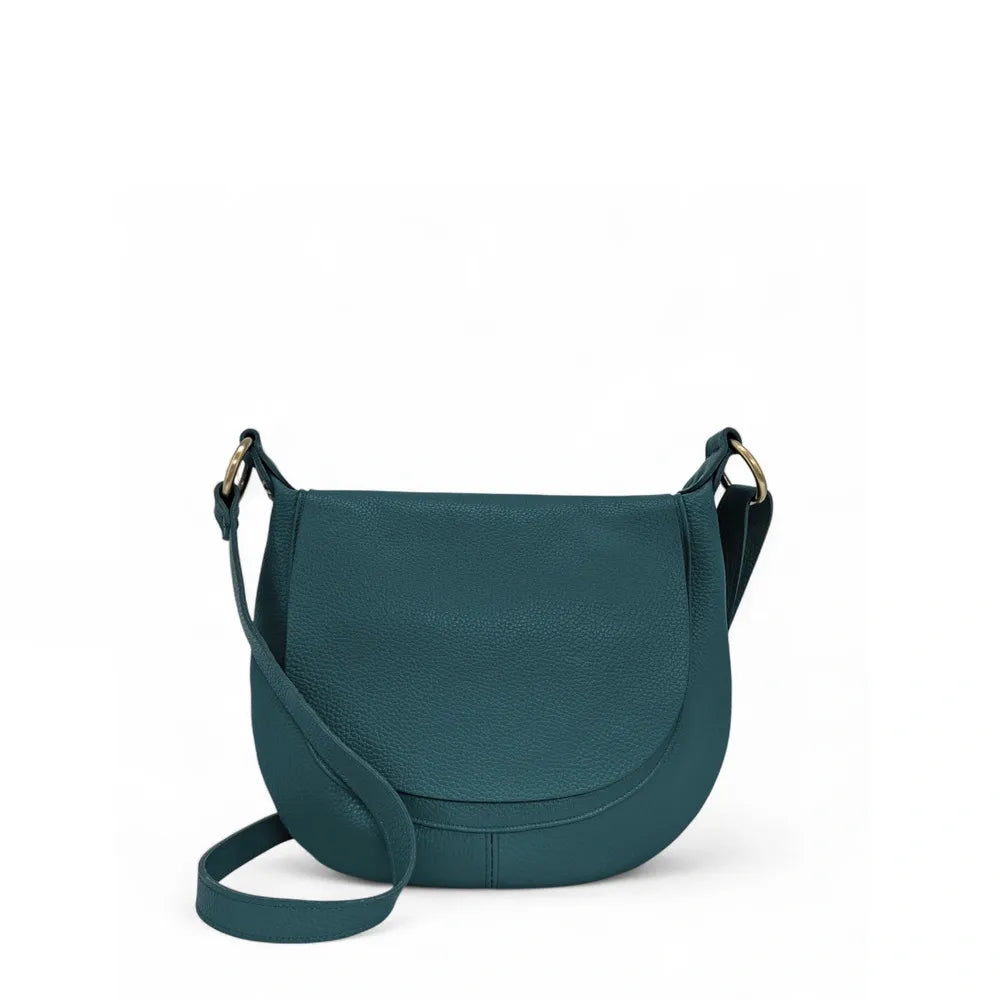 Sac bandoulière en cuir italien LITTLE CITIZEN Bleu vert canard