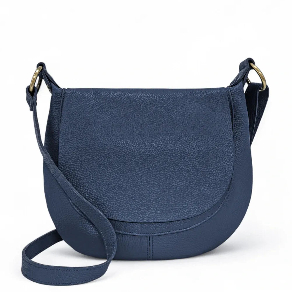Sac bandoulière en cuir italien LITTLE CITIZEN Bleu marine