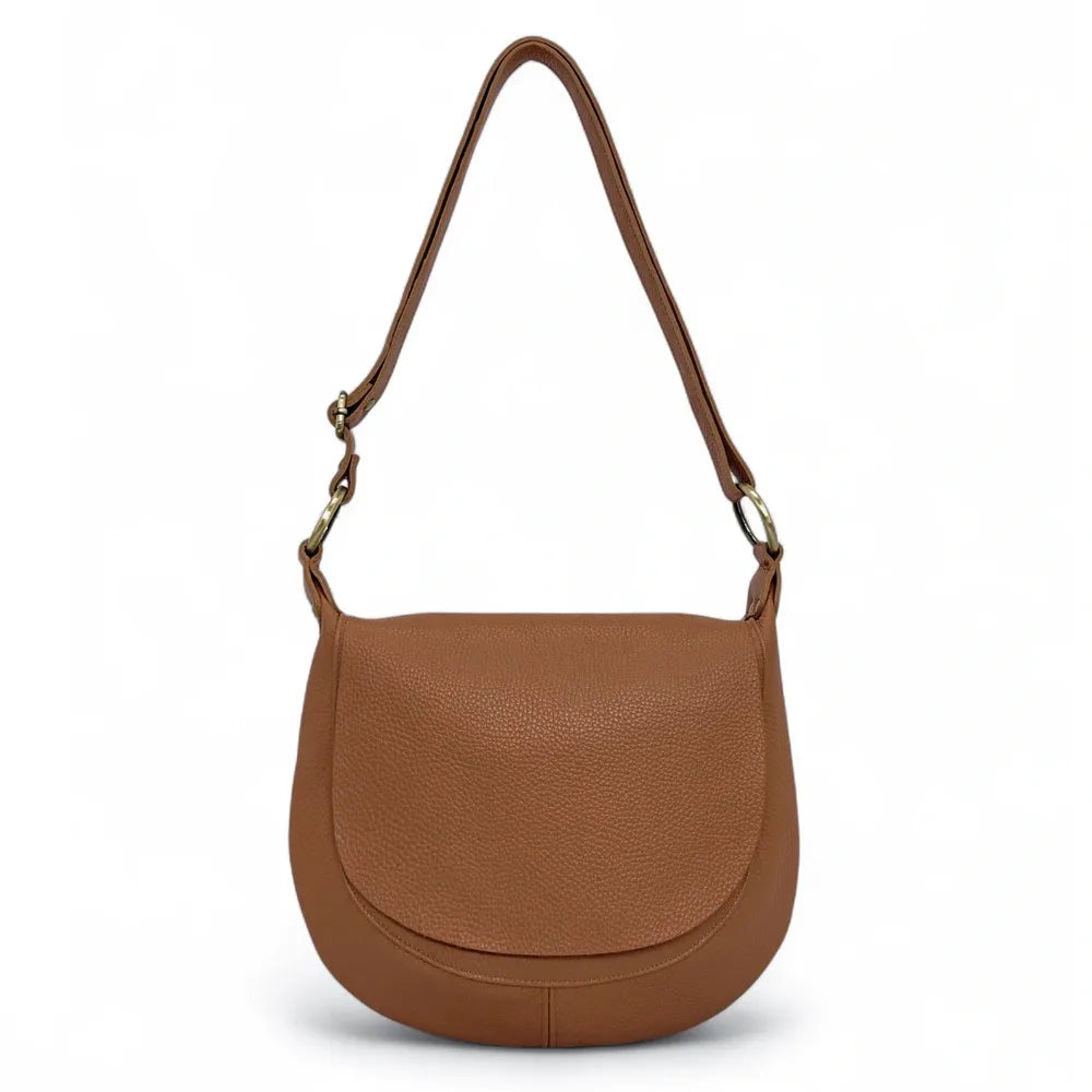 Sac bandoulière en cuir italien LITTLE CITIZEN Camel foncé